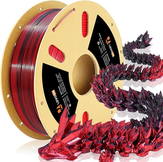LOVOON PLA Filament 1.75mm Silk Dualcolors Red Black, Shiny Coextrusion PLA by LOVOON