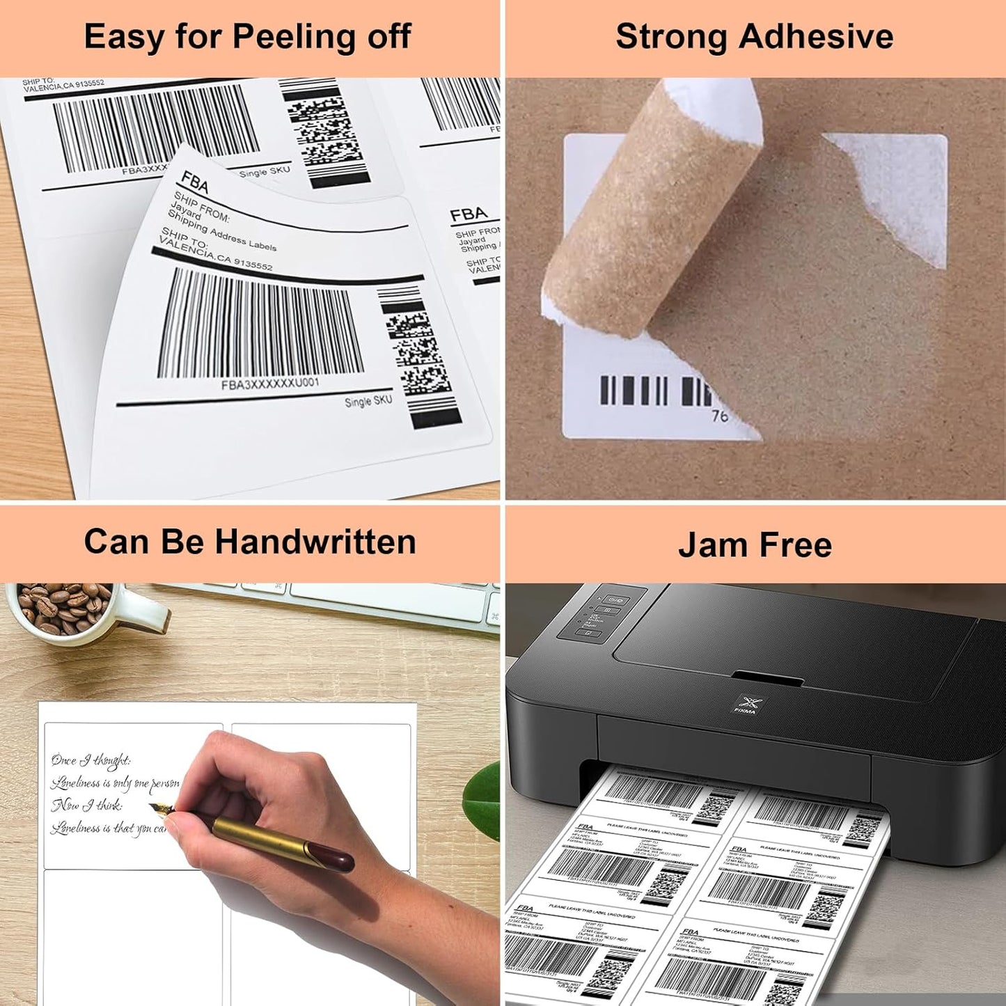 1" x 2-5/8" Shipping Return Address Labels for Laser Inkjet Printer, 30 UP Labels for Amazon FBA, White Blank Mailing Stickers (50 Sheet / 1500 pcs)