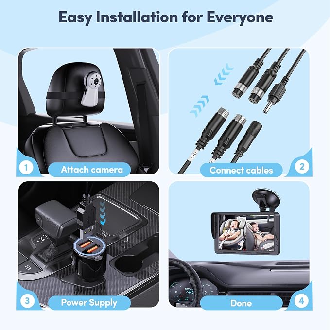 2-Kids Baby Car Camera Dual Monitor – 7 Inch Display - Image 4