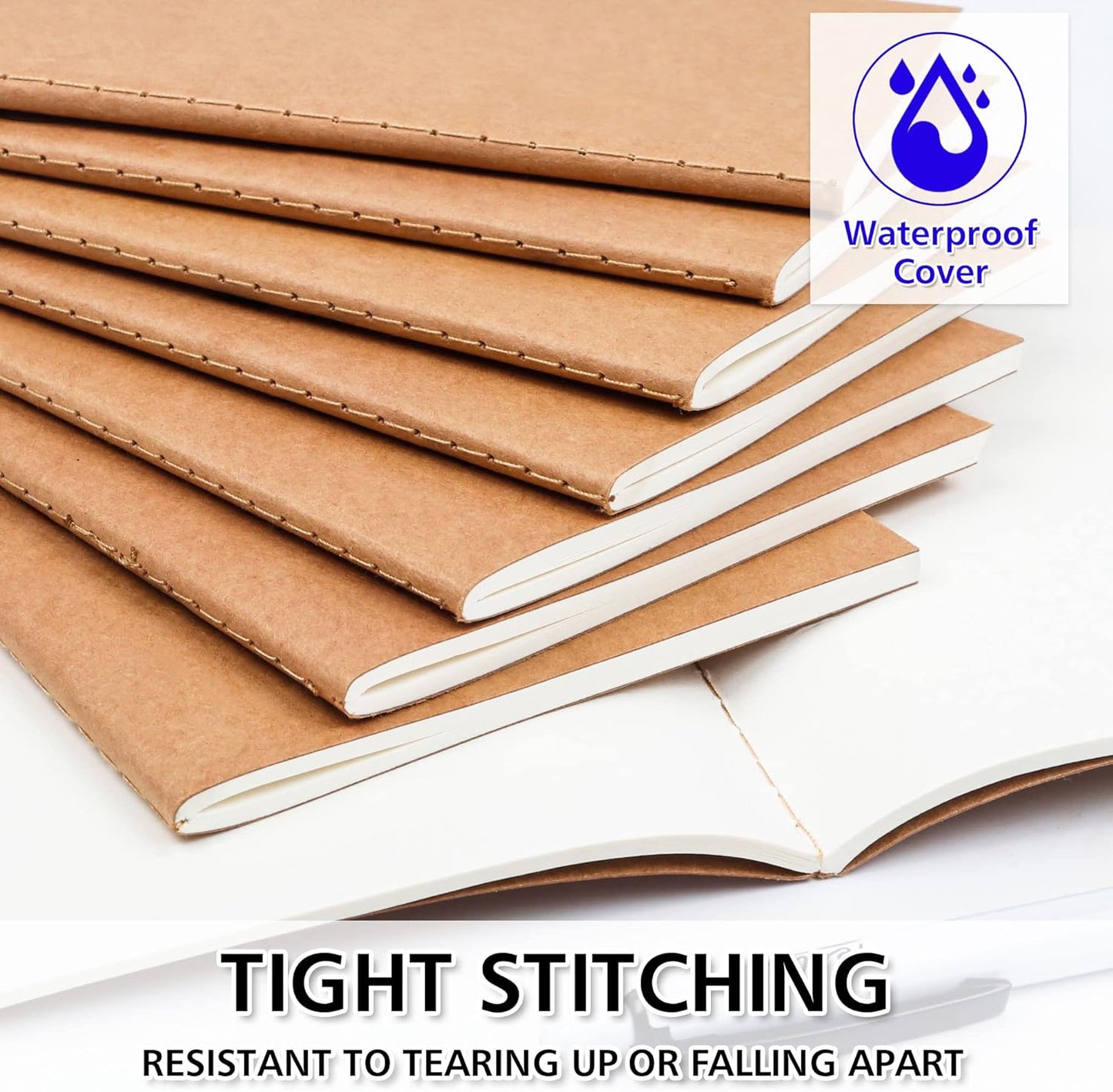 feela 170 Pack Blank Kraft Notebooks, Unlined Sketchbook Mini Cute Note Pad for Drawing Writing, Journal Bulk For Kids Students Office School Supplies, A6, 48 Pages, 4.25” X 5.5”, Brown