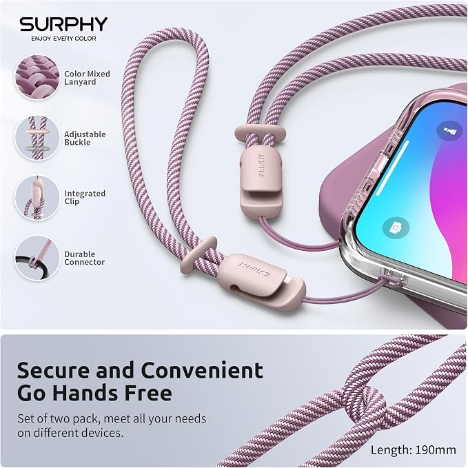 SURPHY 2 Pack Phone Lanyard for Cellphone Case, Phone Wrist Strap for Case - Image 4