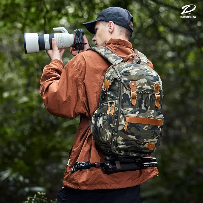 Padwa Lifestyle Camouflage Canvas Camera Backpack - Image 2