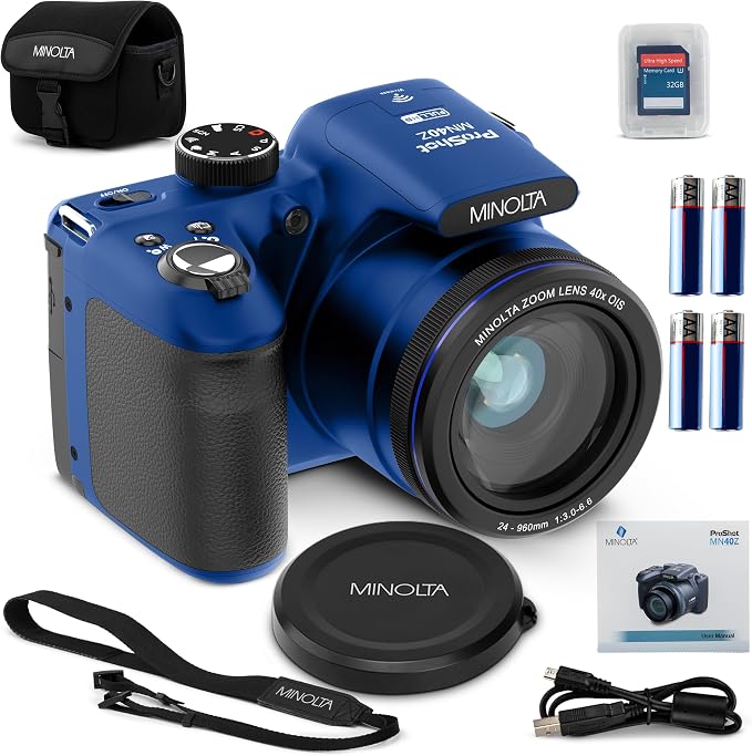 Minolta MN40Z 20MP Digital Camera – 40x Optical Zoom, 1080p FHD Video, 3.0" LCD by Minolta