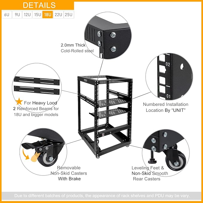 RIVECO 18U Open Frame Server Rack - Image 4