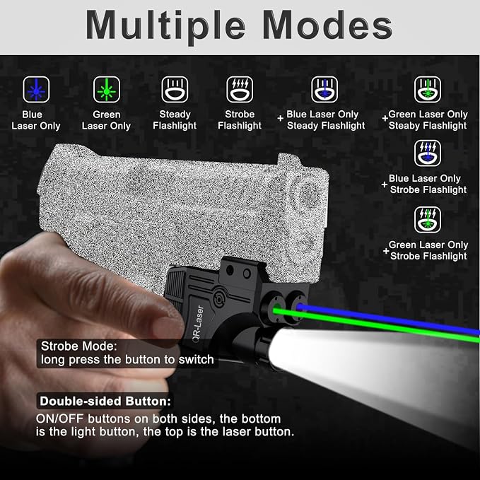 Red Green Purple Blue Laser Light Combo, 800 Lumens Tactical Flashlight Laser - Image 4