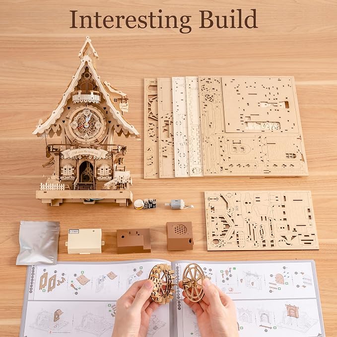 ROBOTIME 3D Wooden Puzzles for Adults-Cuckoo Clock Wooden Models for Adults to - Image 4