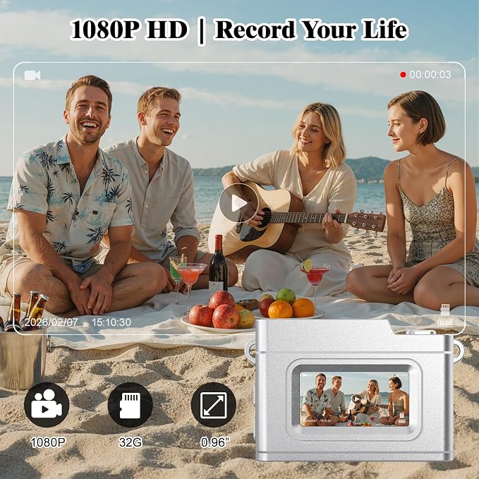 Mini Keychain Digital Camera 1080P, Ultra-Portable Small Retro Camera 32GB Card - Image 5