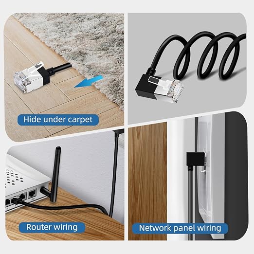 Ultra Thin Cat 6A Ethernet Cable 90° Degree Right Angled 1.6 Feet 2Pack - Image 4