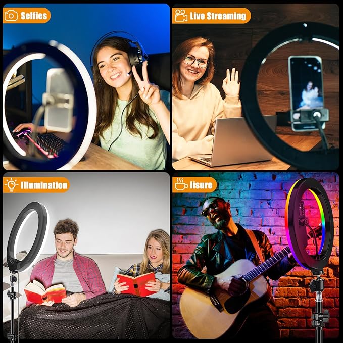10.3" Ring Light with Tripod and Phone iPad Holder, Selfie Ring Light with 51 - Image 8