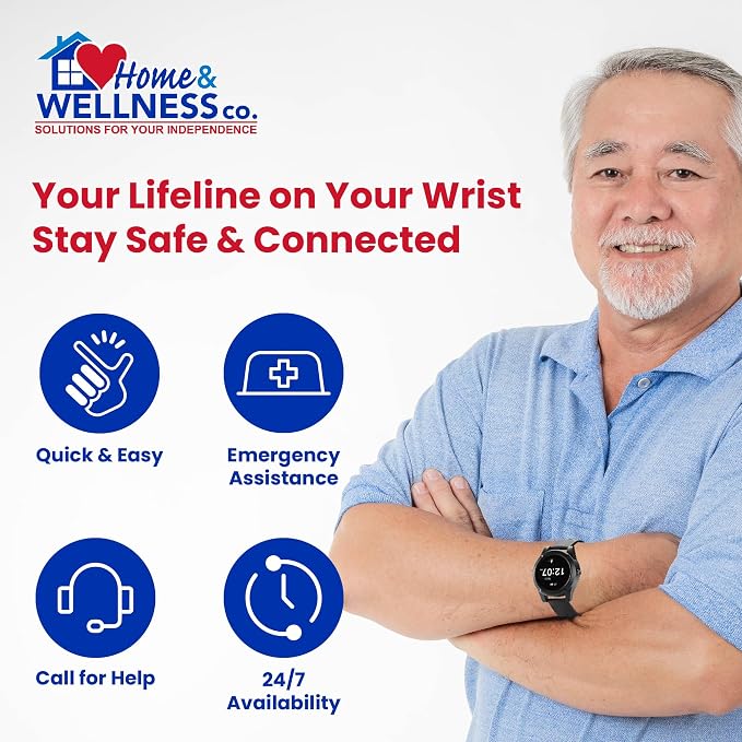 Home & WELLNESS co. SENIOR SAFETY SYSTEM Stride Medical Alert Watch- Assistance - Image 2