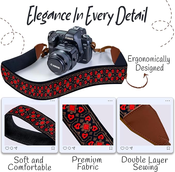 Art Tribute Camera Strap For Photographers Padded Universal Fit Neck Shoulder & - Image 3