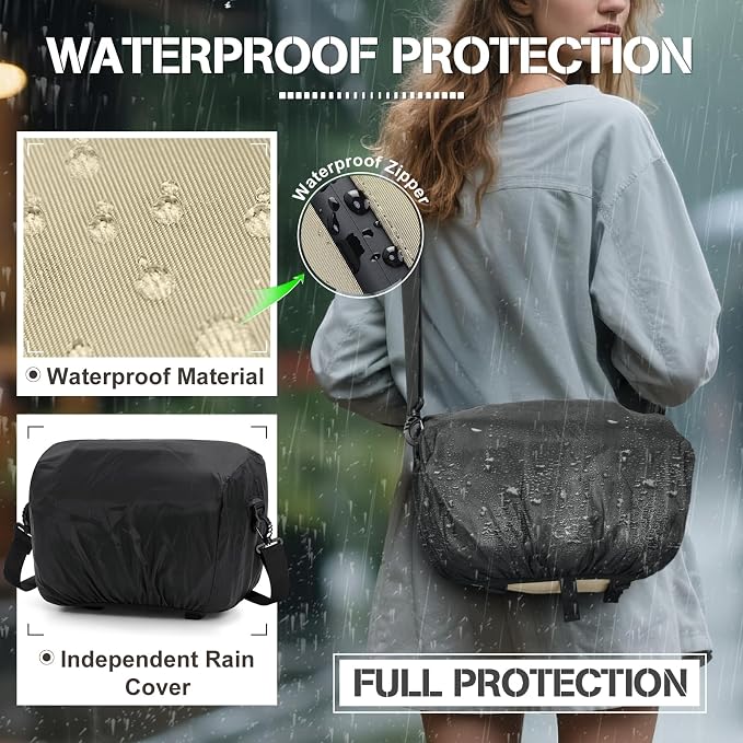 RAINSMORE Camera Bag, DSLR/SLR/Mirrorless Small Camera Sling Bag Waterproof - Image 5
