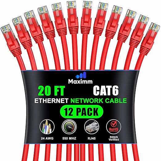 Maximm Cat 6 Ethernet Cable - 20 ft - High-Speed LAN by MaximmCable