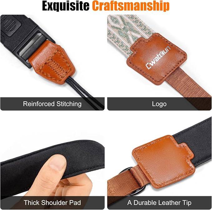 Cwatcun Bohemian Floral Camera Strap, Adjustable Crossbody DSLR Strap - Image 7