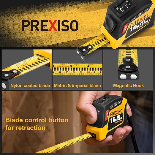 PREXISO 2-in-1 Digital Tape Measure - 16Ft Rechargeable Measuring Tape - Image 3
