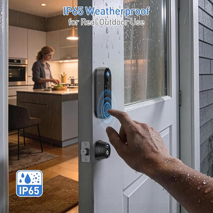 Smart Video Door Lock with 2K Doorbell Camera, Fingerprint & Keypad Keyless - Image 8