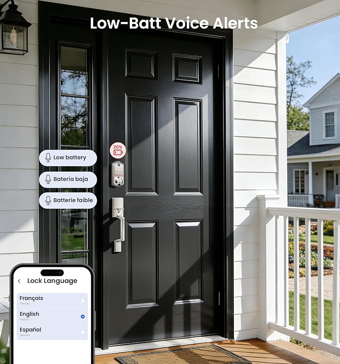 Veise VE017 Fingerprint Smart Door Lock, App Control, 8-in-1 Keyless Entry - Image 14