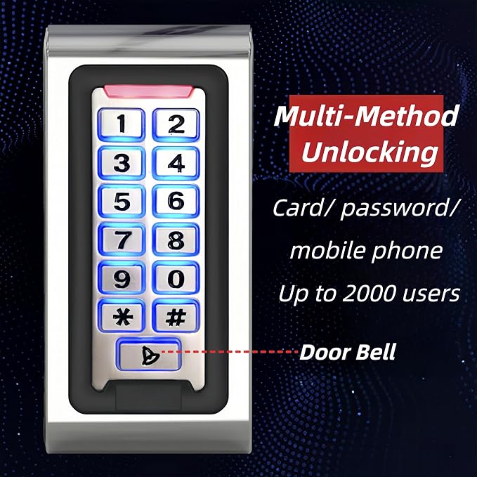WiFi Smart Garage Door Opener Keypad, IP68 Waterproof Metal Wireless Door - Image 3