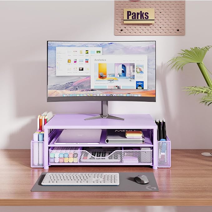 OPNICE Desk Organizers and Accessories, 2-Tier Computer Monitor Stand Riser - Image 2