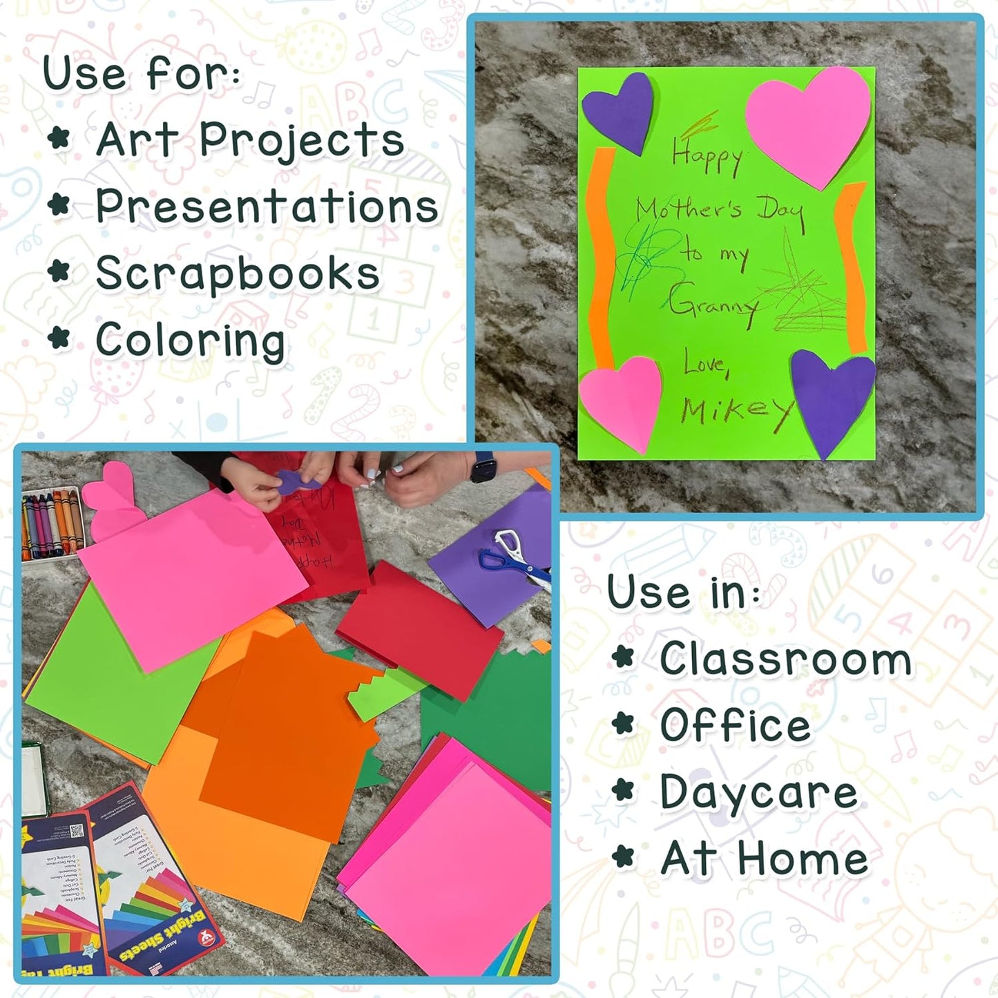 Hygloss Fuchsia Bright Colored Cardstock - 8.5x11-Inch, 90 Sheets, 65 lb/ 176 gsm, Fade-Resistant, Acid-Free Color Card Stock Paper