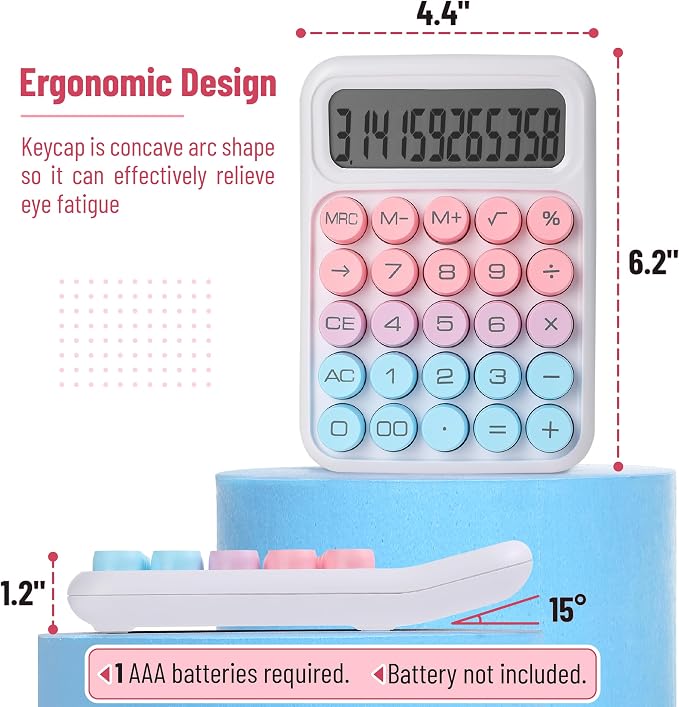 Mr. Pen- Mechanical Switch Calculator, 12 Digit Large LCD Display, Colorful - Image 2