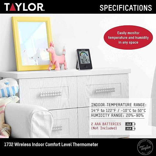Taylor Digital Wireless Indoor Comfort Level Thermometer and Hygrometer - Image 7