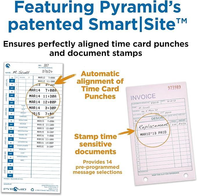 Pyramid Time Systems, Heavy Duty Time Clock & Document Stamp, Metal Base & - Image 4