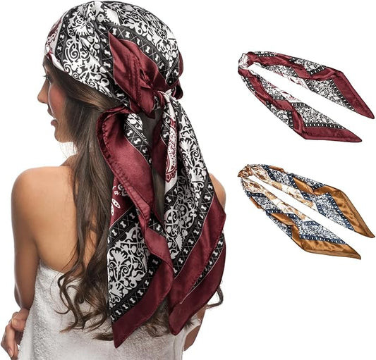 Senker Fashion 35" Head Scarf for Women, Pirate Costume Accessories Silk Red by SenkerFashion