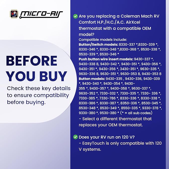 MICRO-AIR EasyTouch Digital RV Thermostat Replacement - Image 9