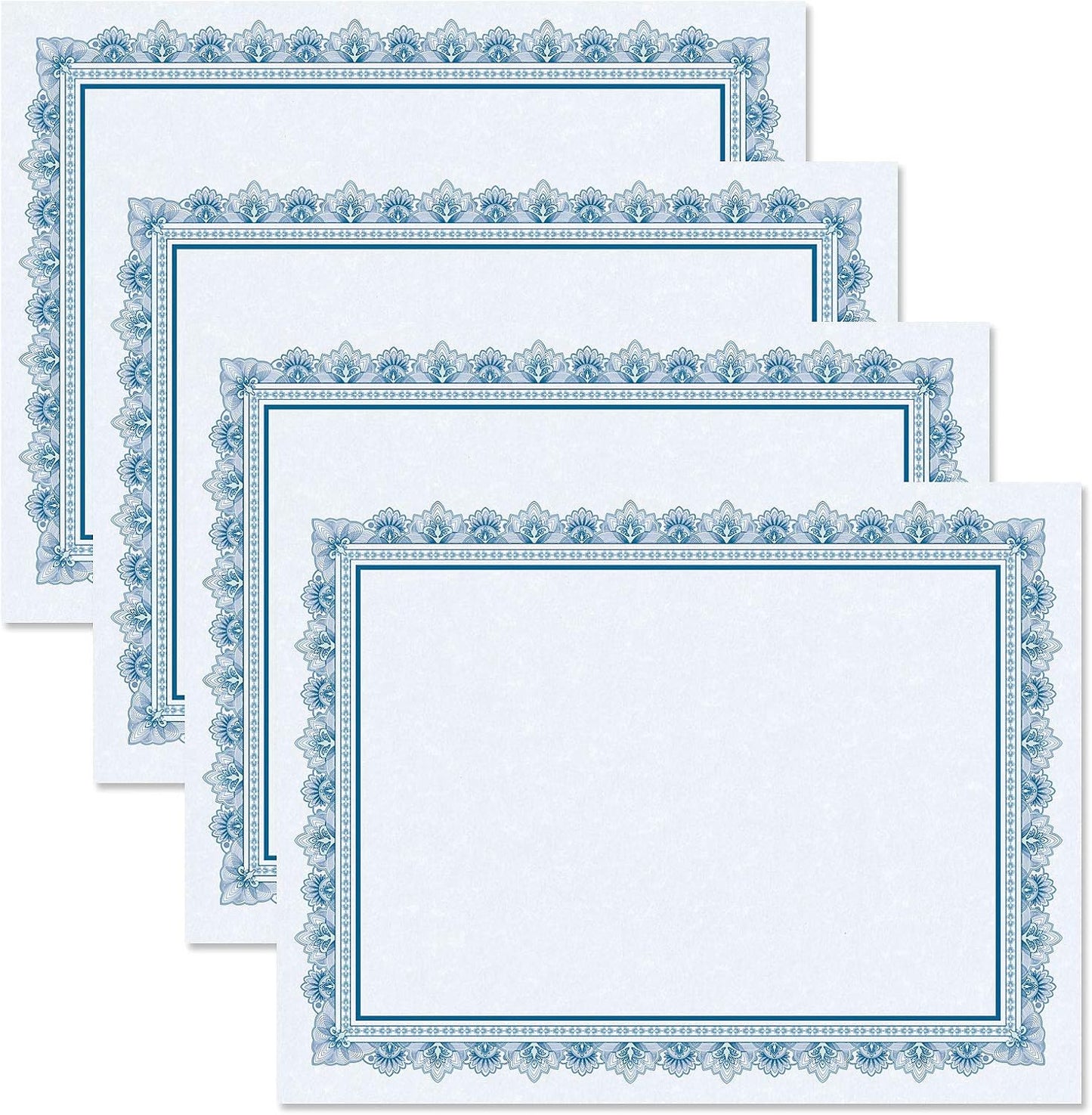 Intricate Blue on Blue Parchment Certificate Papers - Pack of 100, Laser & Inkjet Printer Compatible, for Office, Business Awards, Graduation, School Diplomas, 8-1/2" x 11" on 60 lb. Text Stock