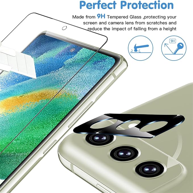 Galaxy S21 FE Screen Protector and Camera Protector, Tempered Glass Screen - Image 6