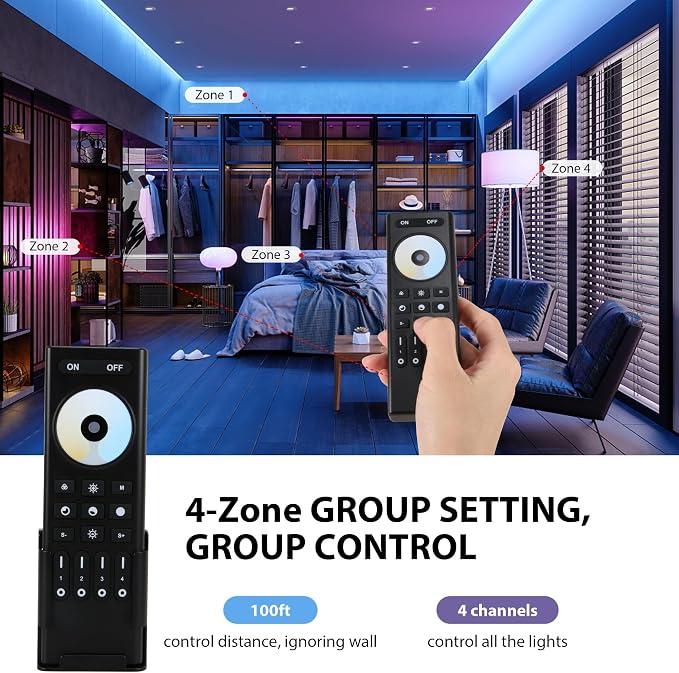 RC02RFB RF Remoter, 4-Zone 2.4G Handheld RF Remote Control Compatible - Image 3