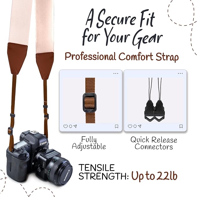 Art Tribute Camera Strap For Photographers Padded Universal Fit Neck Shoulder & - Image 4