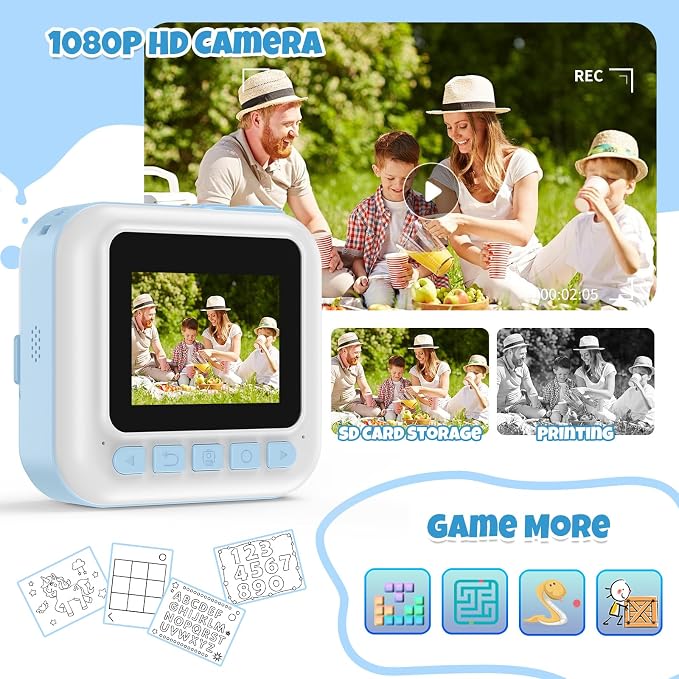 Instant Print Camera for Kids, Toddler 1080P Toys Printable Selfie Cameras - Image 3