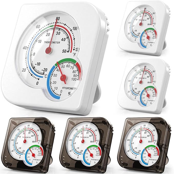 Kathfly 6 Pcs Indoor Thermometer and Humidity Gauge Indoor Mini Thermometer by Kathfly
