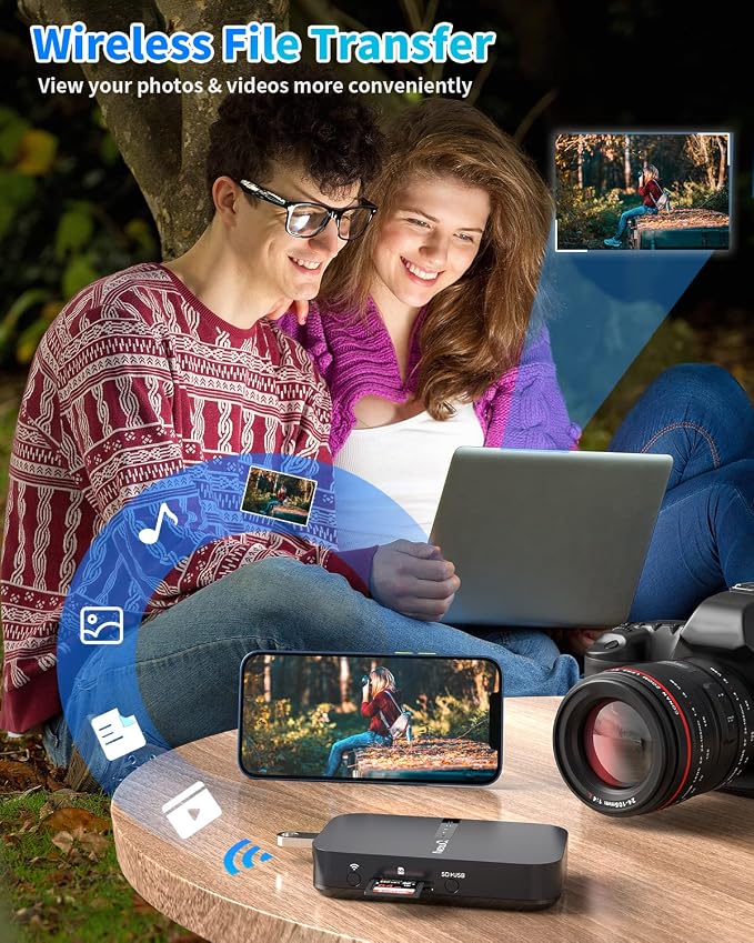 NewQ Filehub AC750 Travel Router: Portable Hard Drive SD Card Reader & Mini - Image 3