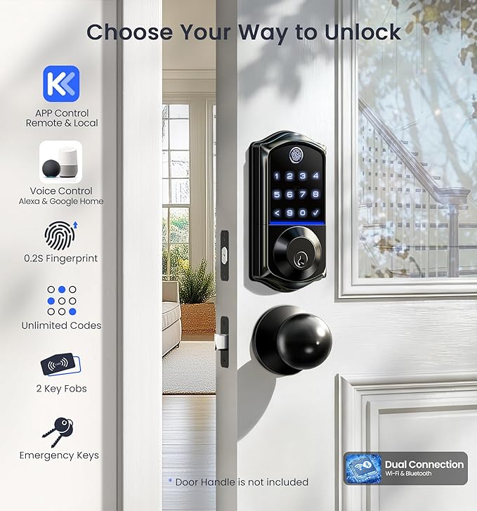 Veise VE017G Wi-Fi Keyless Entry Door Lock, App Remote & Voice Control - Image 2