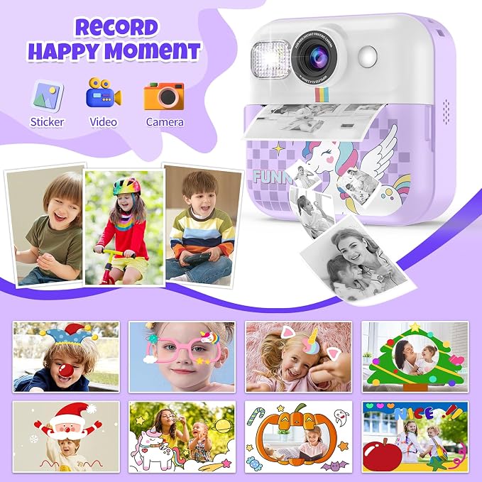 Kids Instant Print Camera, 1080P Children Printable Cameras Christmas Birthday - Image 5