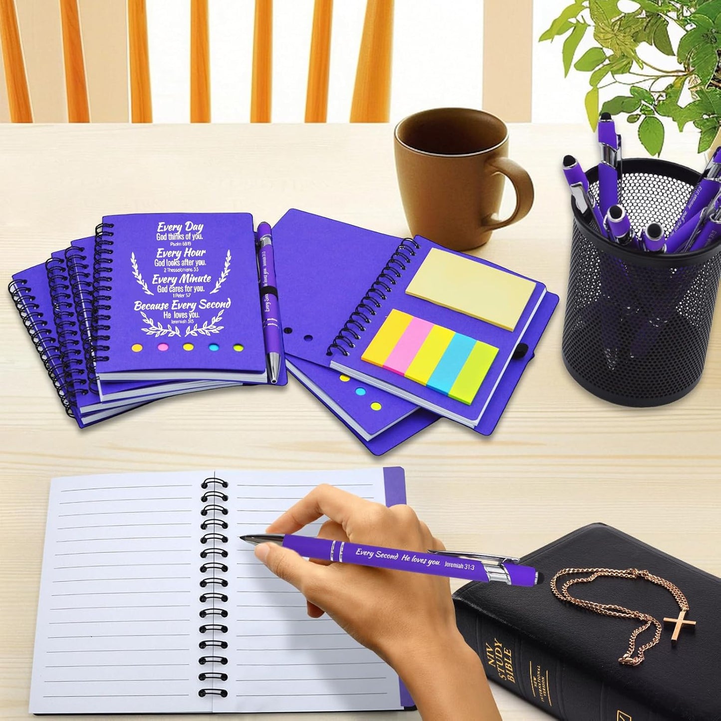 40 Pcs Bulk Fathers Day Christian Gifts Prayer Journal for Woman - 20 Set Religious Notepad with Christian Pen - Bible Notebook - Church Gifts for Inspirational, Bible Study, Devotions ( Elegant )