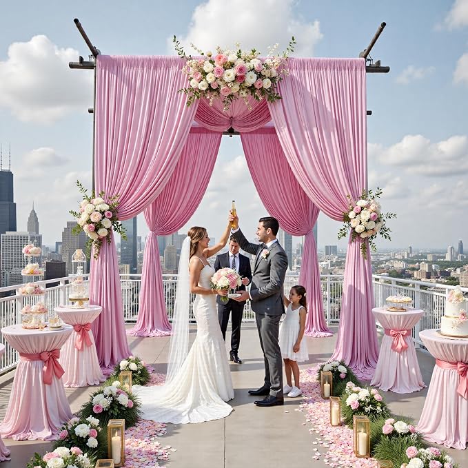 12ft x 10ft Pink Backdrop Curtains - Image 8