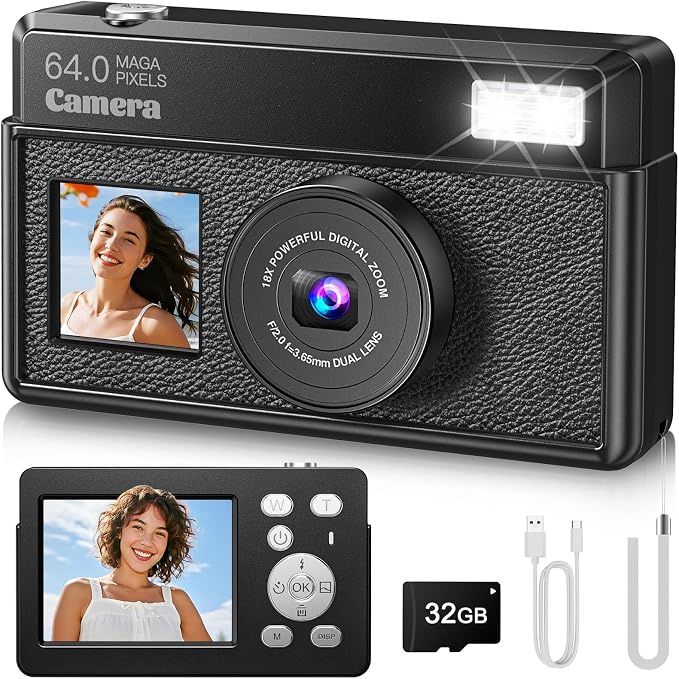 4K Digital Cameras for Photography, 64MP UHD Autofocus Compact Camera by Unknown
