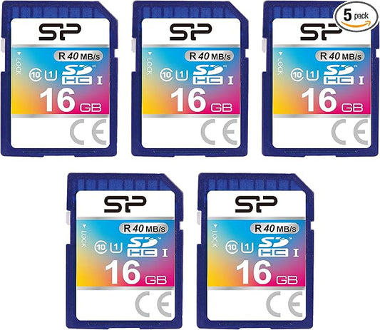 Silicon Power 16GB 5-Pack SDHC Class 10 UHS-1 Flash Memory Card by Silicon Power by SPSiliconPower