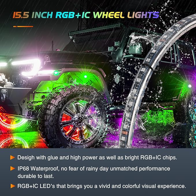 Nilight 4PCS 15.5inch Double Row Wheel Ring Lights Dream Color - Image 5