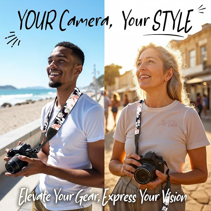 Art Tribute Camera Strap, Vintage Embroidered Neck Shoulder & Crossbody Camera - Image 2