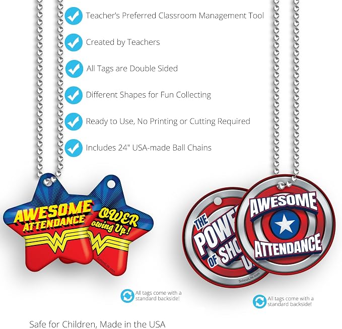 Brag Tags Awesome Attendance Heroes Value Pack to Improve Student School & - Image 5