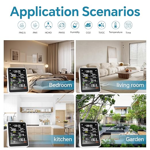 Air Quality Monitor Indoor, 13-in-1 Smart Air Quality Tester - Image 5
