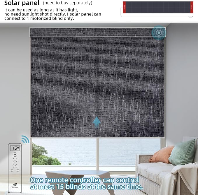 SmartWings Motorized Light Filtering Roller Shades 70% Blackout Work - Image 2