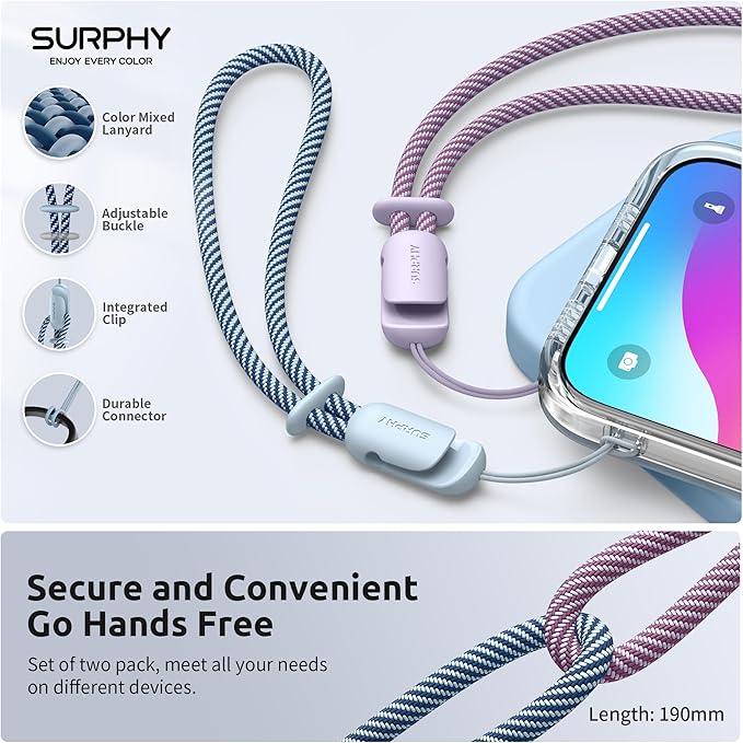 SURPHY 2 Pack Phone Lanyard for Cellphone Case, Phone Wrist Strap for Case - Image 2
