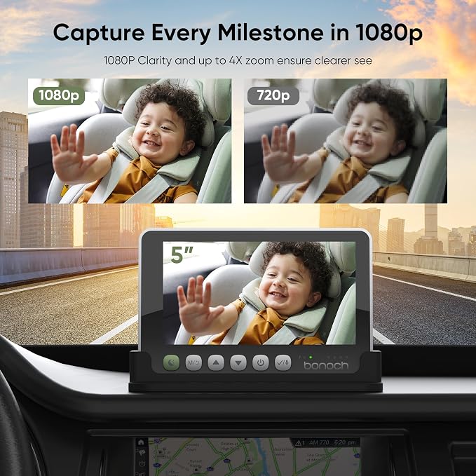 bonoch 2-in-1 Car Home Dual-Use Baby Monitor, 2 USB Powered Cameras - Image 5