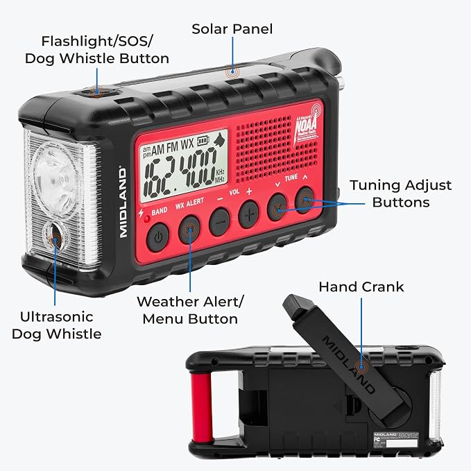Midland - ER310, Emergency Crank Weather AM/FM Radio - Multiple Power Sources - Image 4